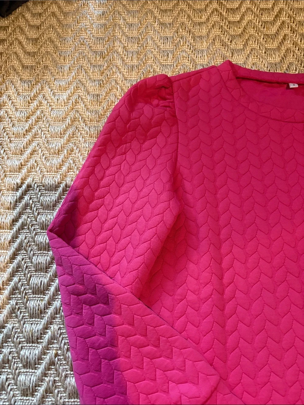 Women’s Fuchsia Quilted Long-Sleeve Top